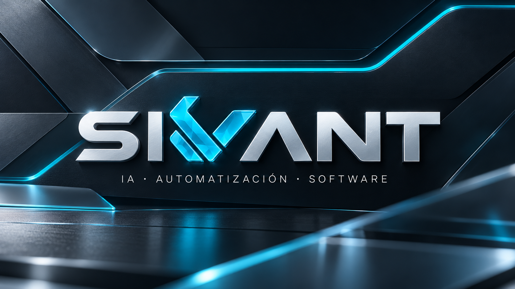 SIVANT: identidad de metal satinado y cristal cian